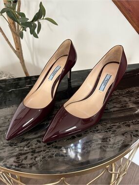 PRADA  Patent Leather Pointed Pumps in     Burgundy